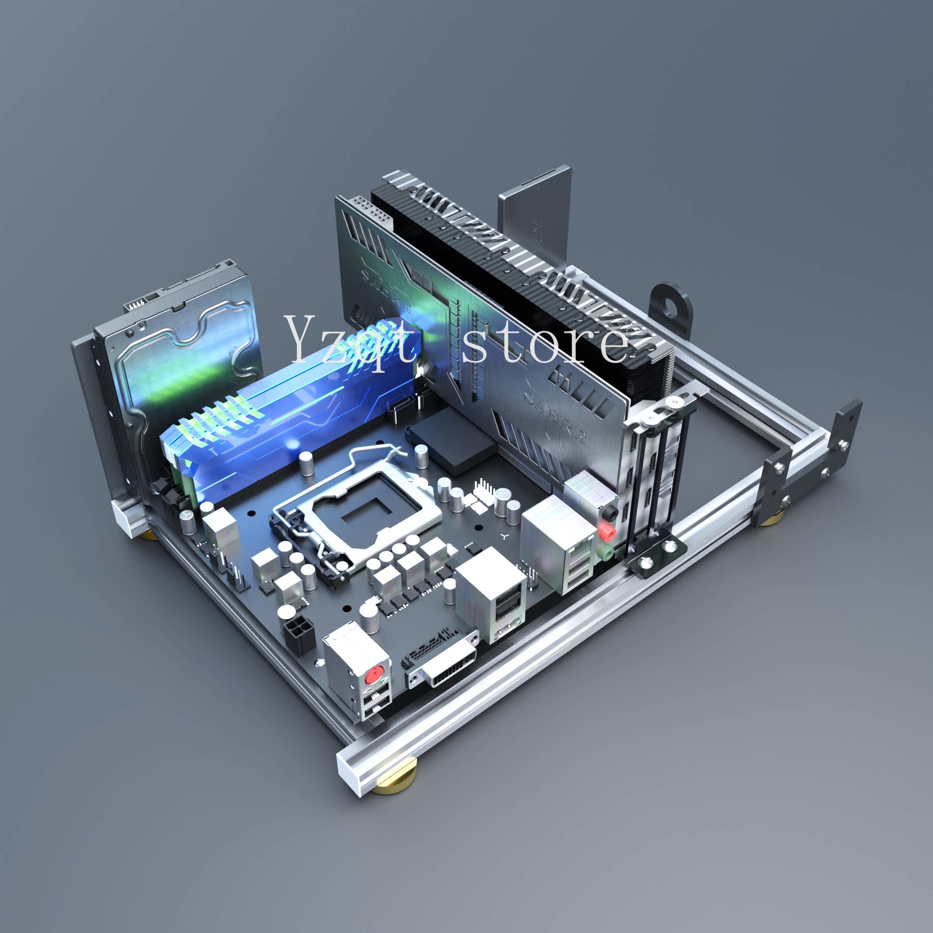 Mini Itx Case Water Cooling Support - Alüminyum alaşımlı, açık kasalı bilgisayar, ITX